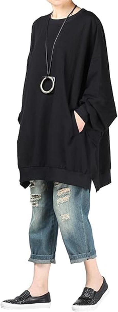 Sally - Women's Oversized Shirt Dress Long Sleeve Tunic Top Sweatshirt