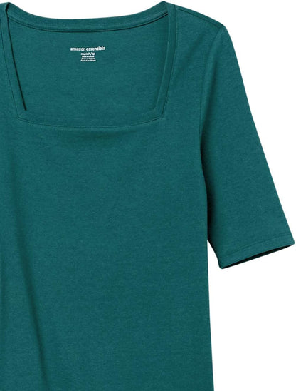 Tina - Essentials Women's Fitted Half Sleeve Square Neck Tee