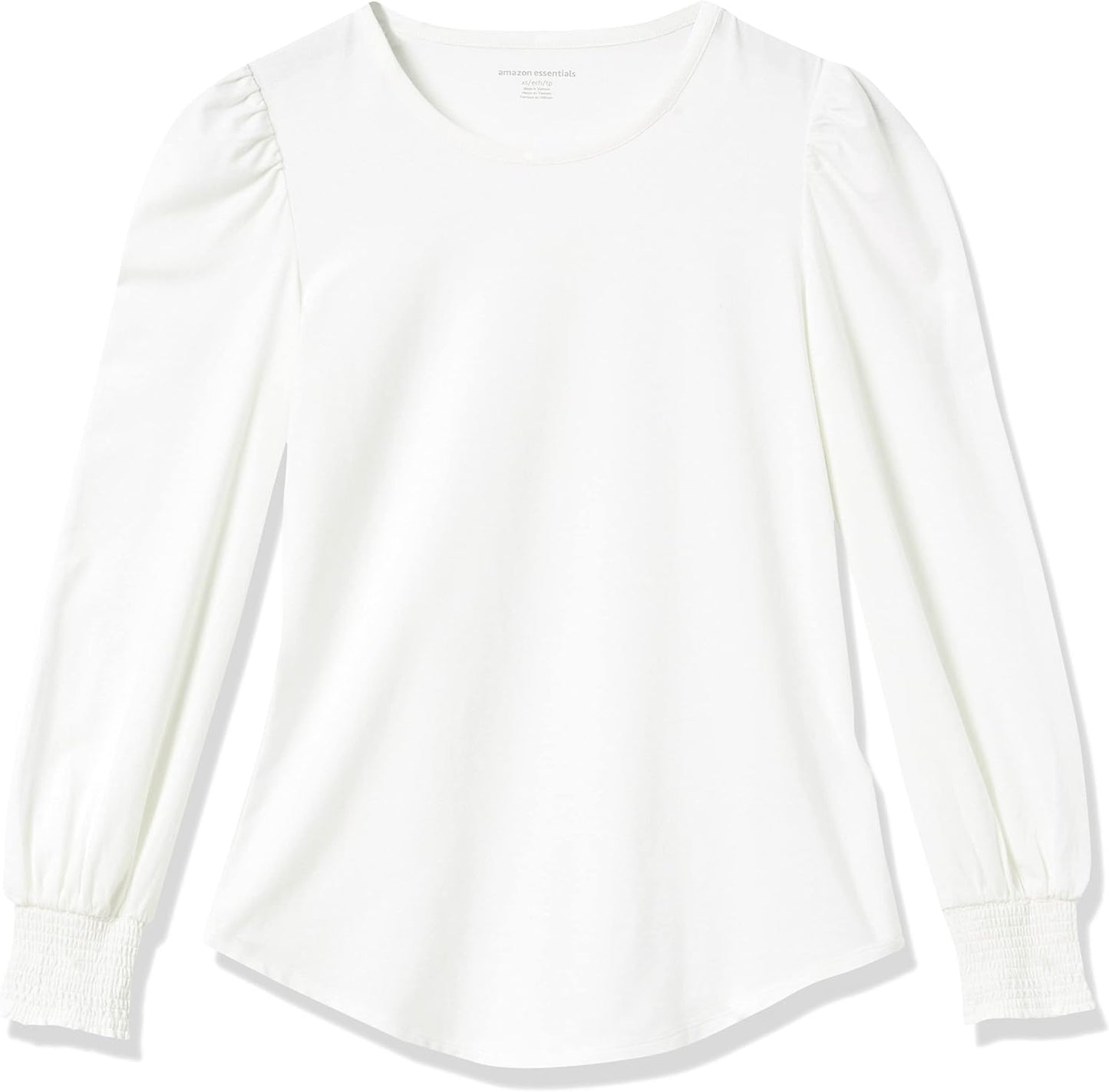 Lynda - Essentials Women's Long-Sleeve Crewneck Smocked Cuff T-Shirt