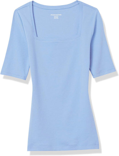 Tina - Essentials Women's Fitted Half Sleeve Square Neck Tee