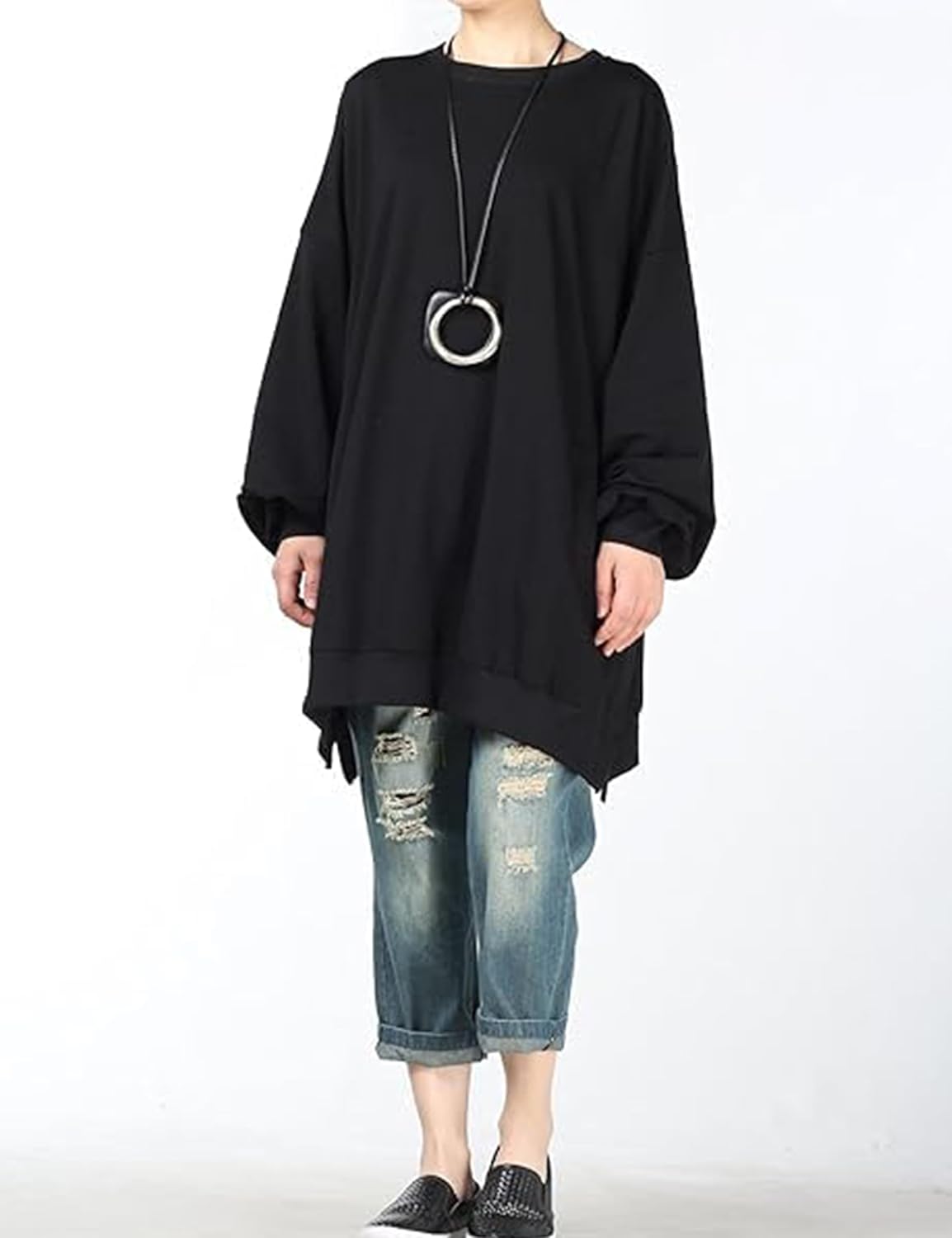 Sally - Women's Oversized Shirt Dress Long Sleeve Tunic Top Sweatshirt