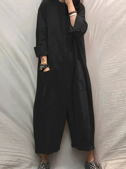 Cara - Casual Jumpsuit with Simple Buttons and Pockets