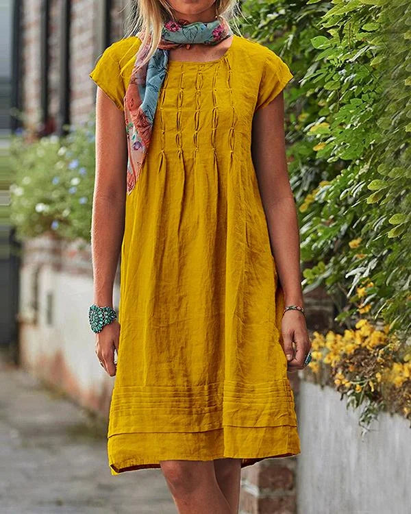 Pema – Elegant solid linen dress