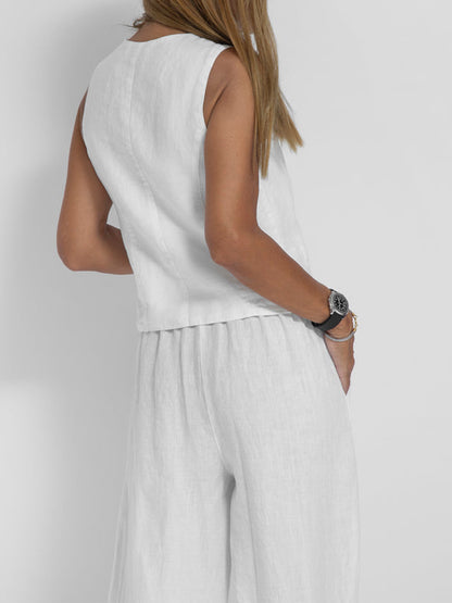 Chic Linen Two-Piece Set for Women