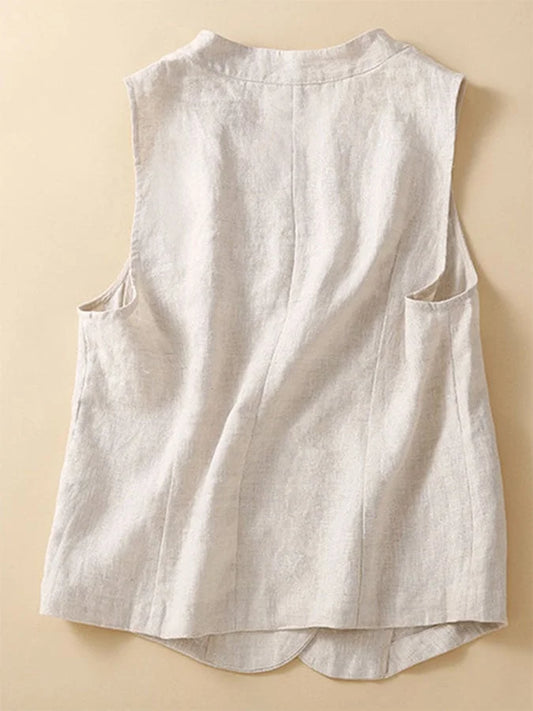 Cotton Casual V-neck Sleeveless Top