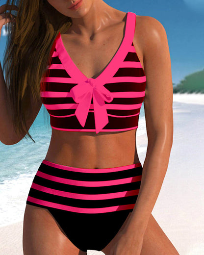 Gayle - Striped High-Waisted Bikini Set