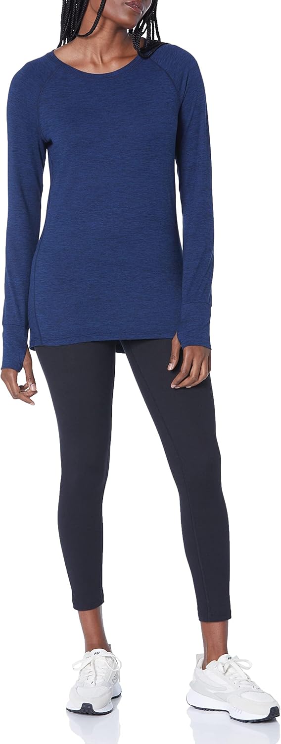 Nazia - Plus Size Brushed Tech Stretch Long-Sleeve Crewneck Workout Shirt