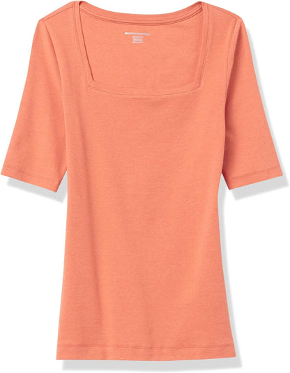 Tina - Essentials Women's Fitted Half Sleeve Square Neck Tee