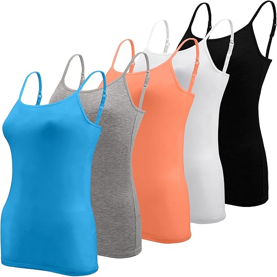 Lynne - 5 Pieces Basic Camisole Adjustable Strap Vest Top for Women and Girl