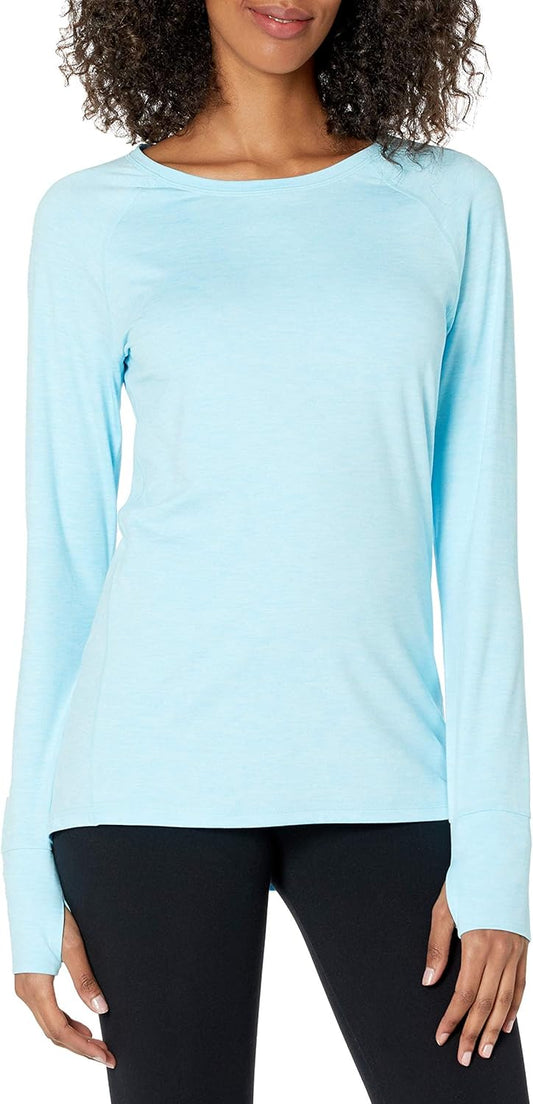 Nazia - Plus Size Brushed Tech Stretch Long-Sleeve Crewneck Workout Shirt