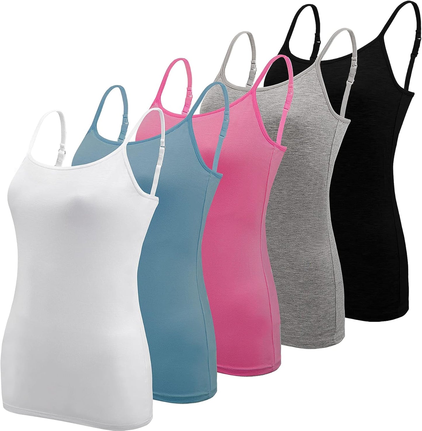 Lynne - 5 Pieces Basic Camisole Adjustable Strap Vest Top for Women and Girl