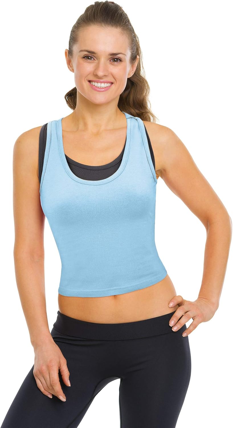 Tracey - Cotton Racerback Crop Tank Tops - 4 Pack