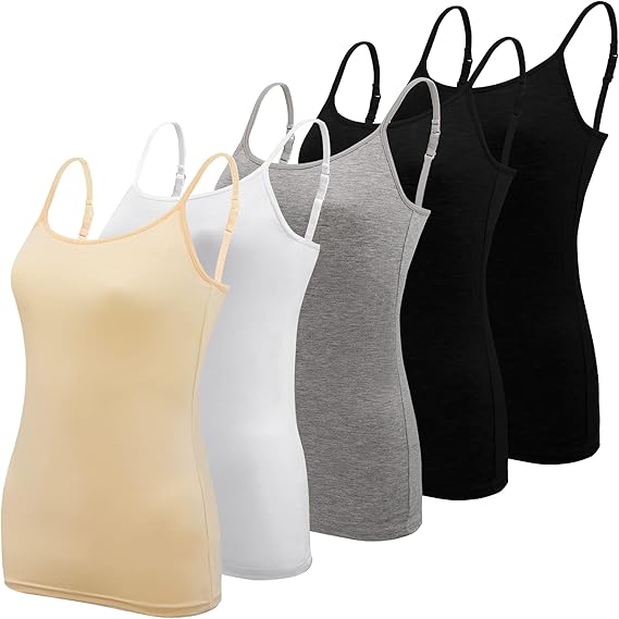 Lynne - 5 Pieces Basic Camisole Adjustable Strap Vest Top for Women and Girl