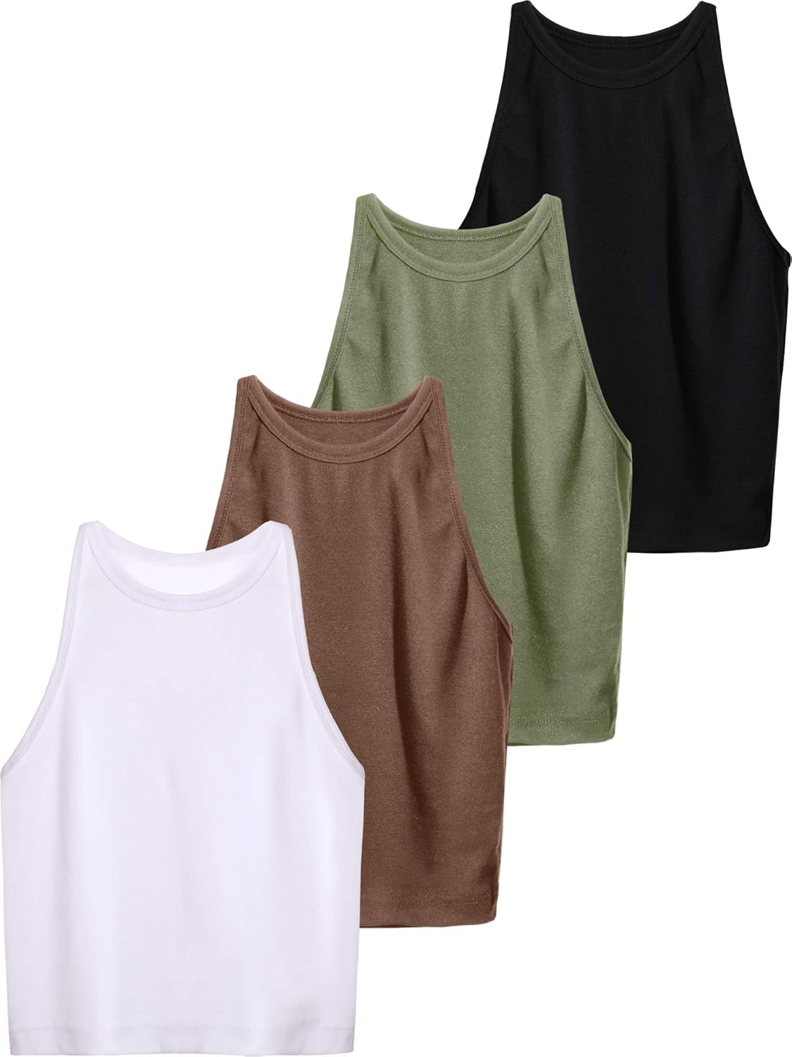 Barbara - 4 Pieces Basic Tank Women Sleeveless Racerback Crop Tops