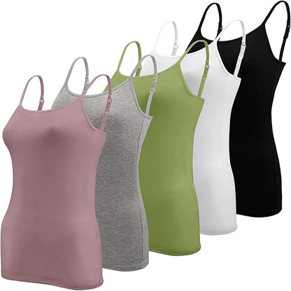 Lynne - 5 Pieces Basic Camisole Adjustable Strap Vest Top for Women and Girl