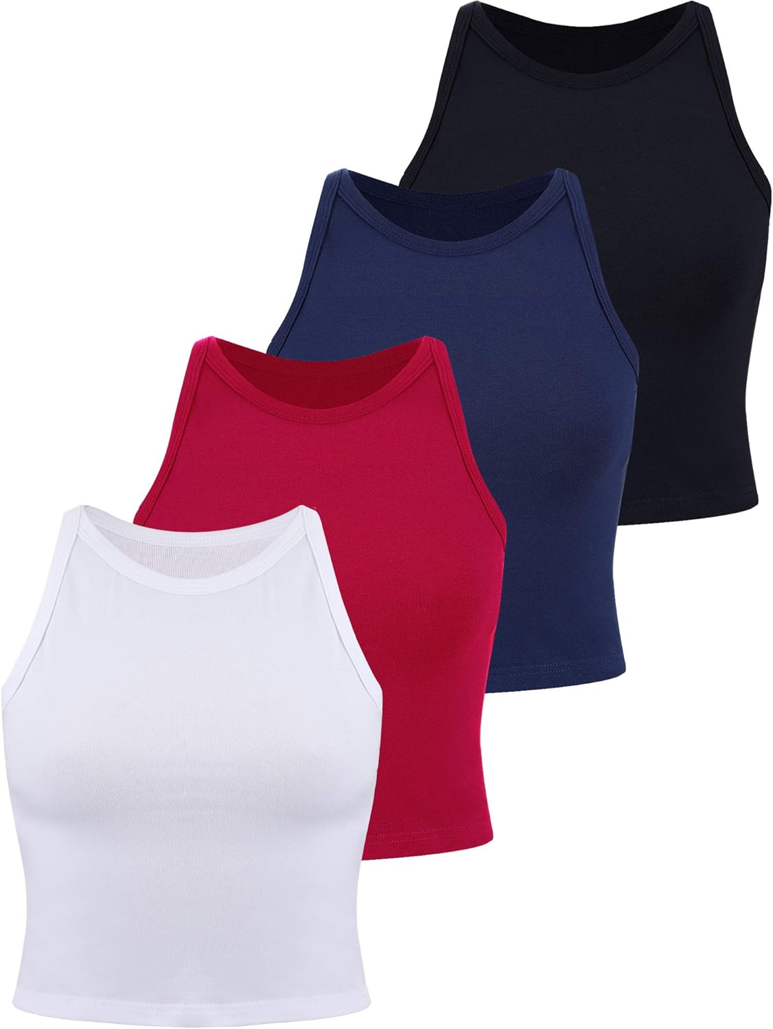 Barbara - 4 Pieces Basic Tank Women Sleeveless Racerback Crop Tops