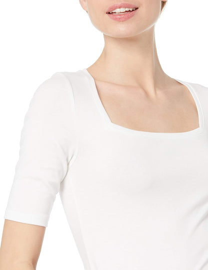 Tina - Essentials Women's Fitted Half Sleeve Square Neck Tee