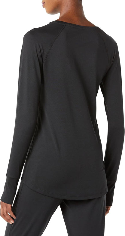 Nazia - Plus Size Brushed Tech Stretch Long-Sleeve Crewneck Workout Shirt