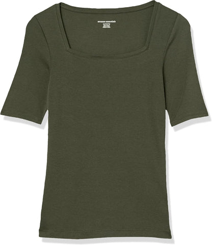 Tina - Essentials Women's Fitted Half Sleeve Square Neck Tee