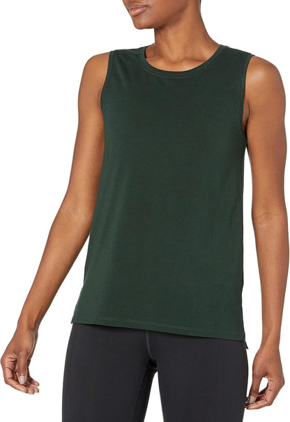 Catherine - Essentials Women's Soft Cotton Standard-Fit Yoga  Sleeveless Tank