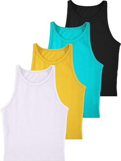 Barbara - 4 Pieces Basic Tank Women Sleeveless Racerback Crop Tops