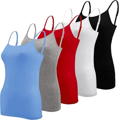 Lynne - 5 Pieces Basic Camisole Adjustable Strap Vest Top for Women and Girl