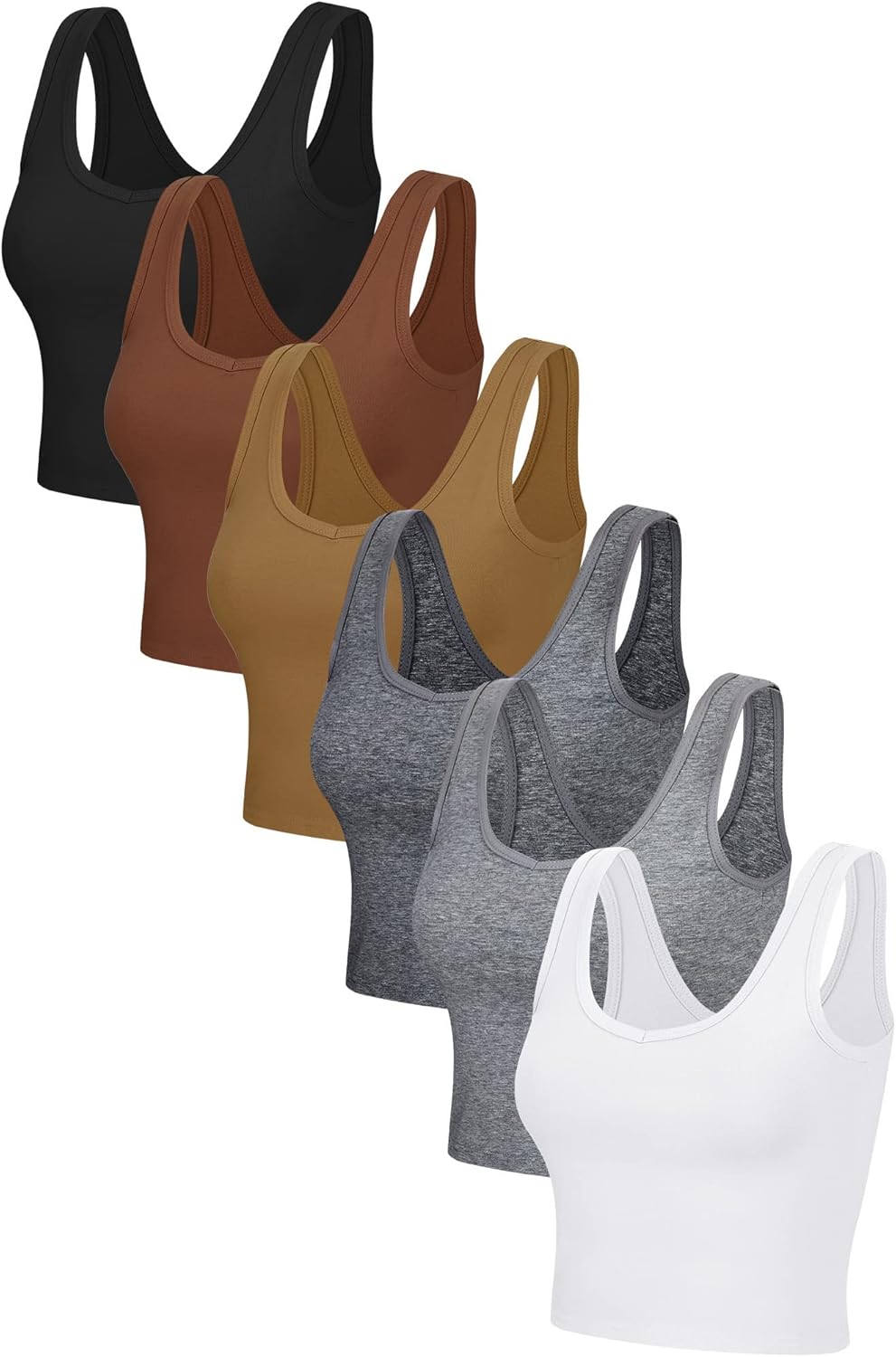 Andi- 6-Pack Women's Essential Sleeveless Crop Tank Tops for Sports and Leisure