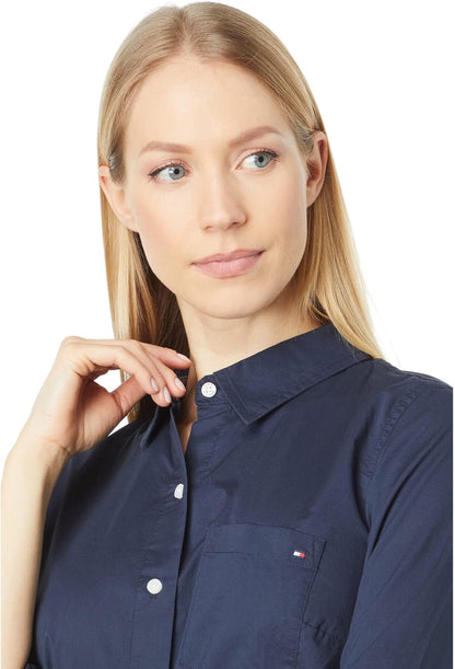 Janet - Women's Plaid Roll Tab Top Button Down Shirt