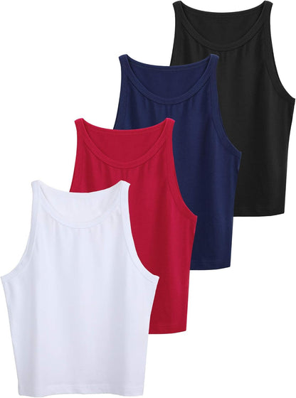 Barbara - 4 Pieces Basic Tank Women Sleeveless Racerback Crop Tops