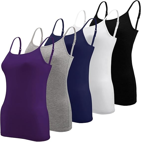 Lynne - 5 Pieces Basic Camisole Adjustable Strap Vest Top for Women and Girl