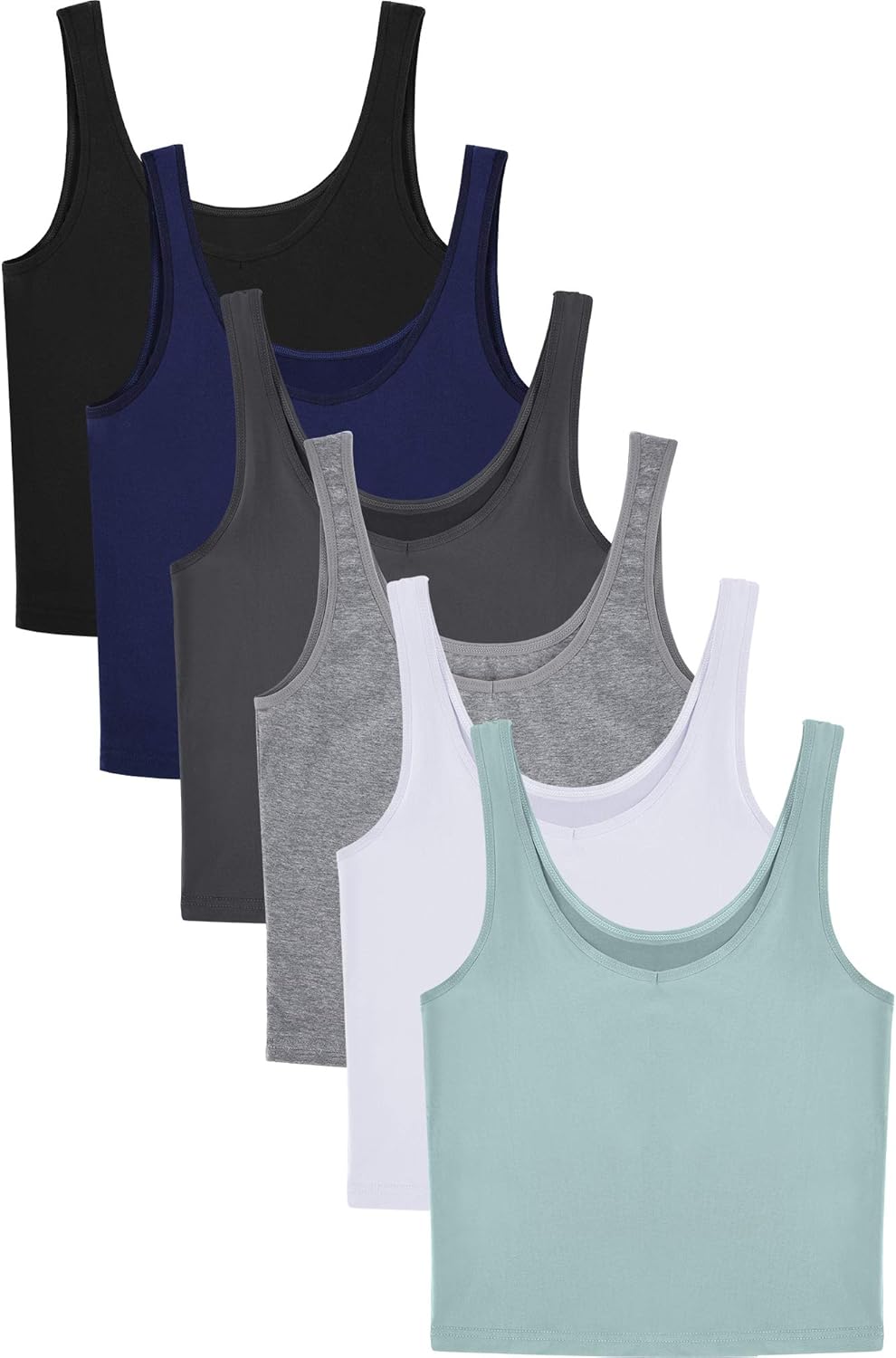 Andi- 6-Pack Women's Essential Sleeveless Crop Tank Tops for Sports and Leisure