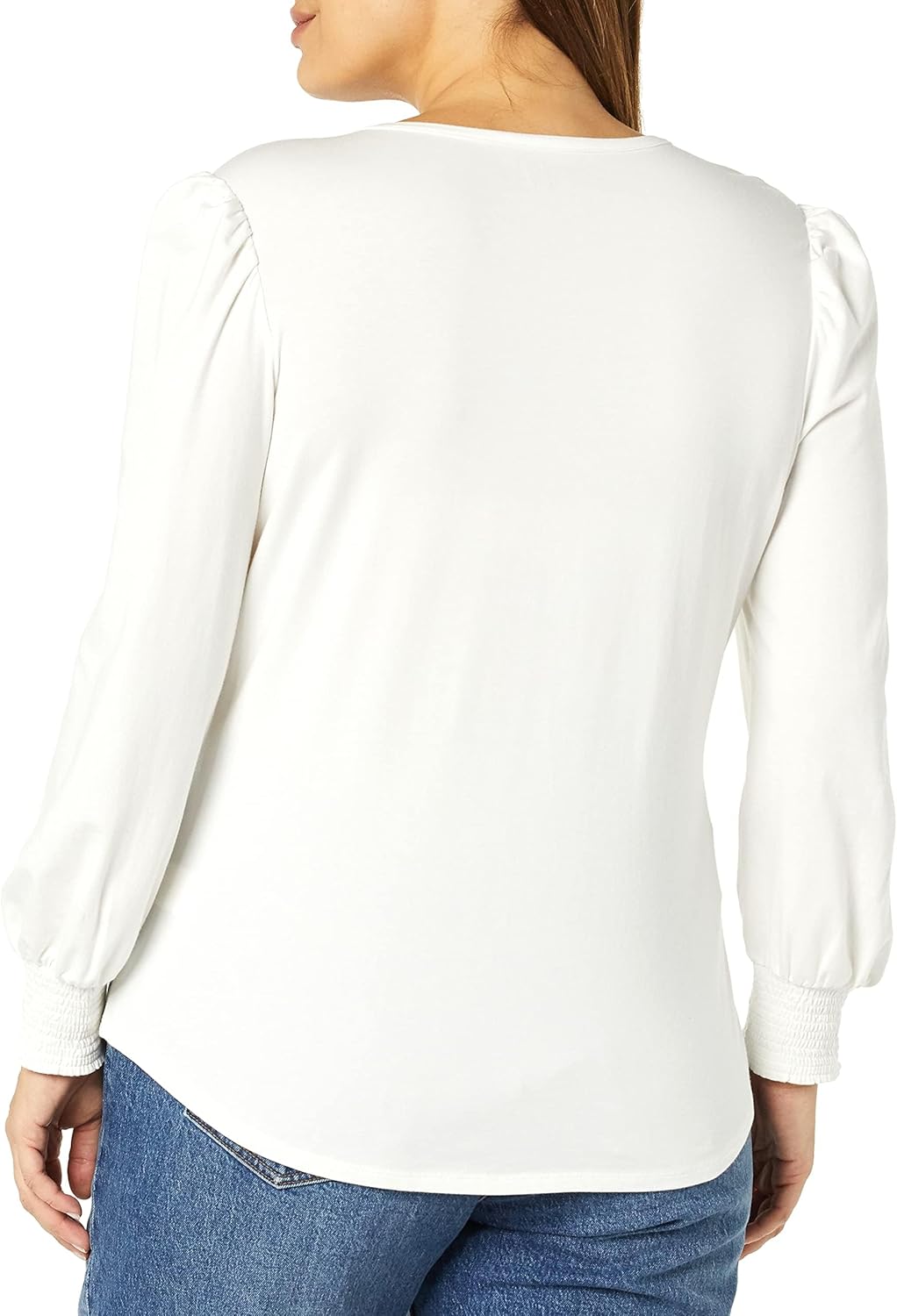 Lynda - Essentials Women's Long-Sleeve Crewneck Smocked Cuff T-Shirt