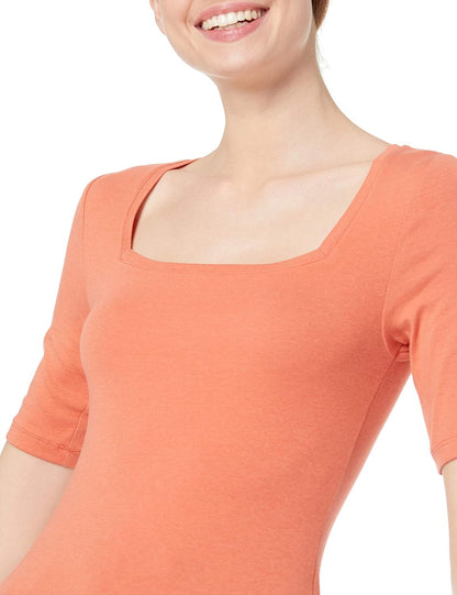 Tina - Essentials Women's Fitted Half Sleeve Square Neck Tee