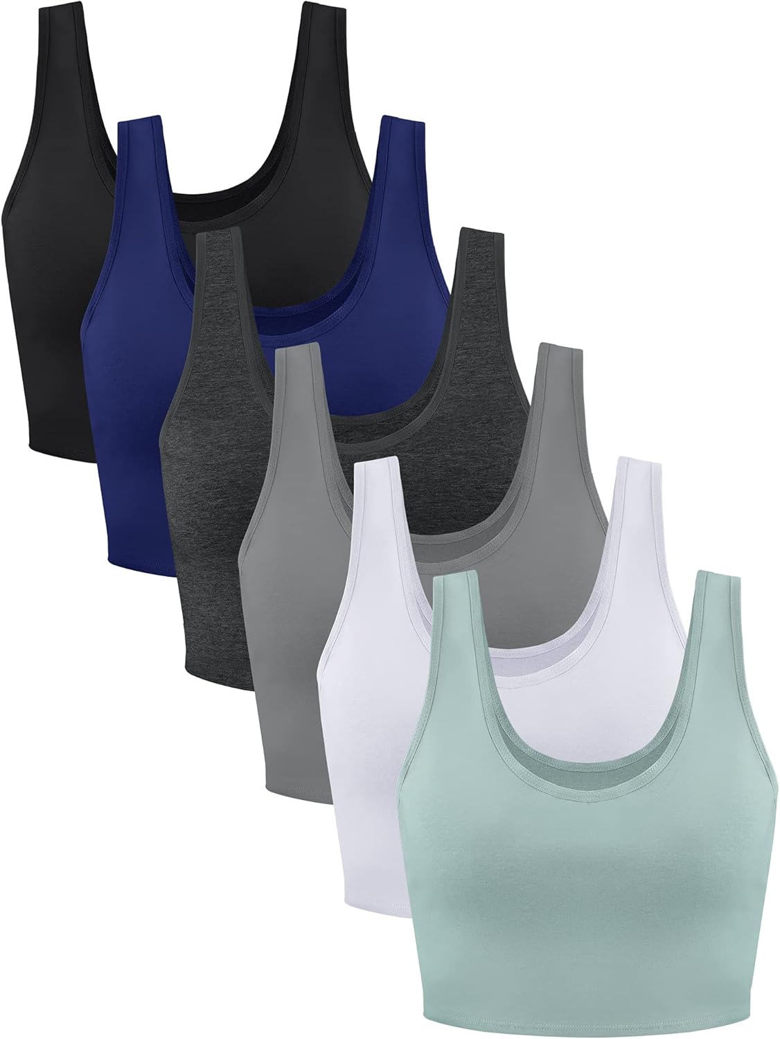 Andi- 6-Pack Women's Essential Sleeveless Crop Tank Tops for Sports and Leisure