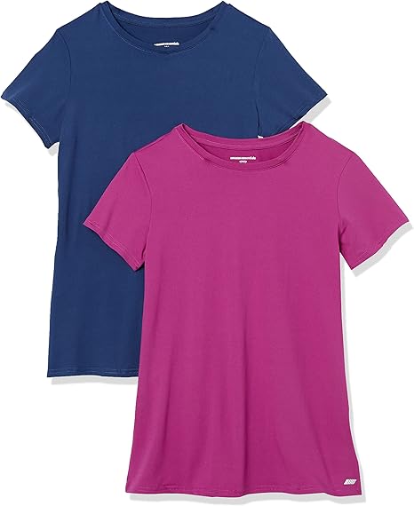 Deborah - Essentials Women's Tech Stretch Short-Sleeved Crew Neck T-Shirt (Available in Plus Size), Multipacks