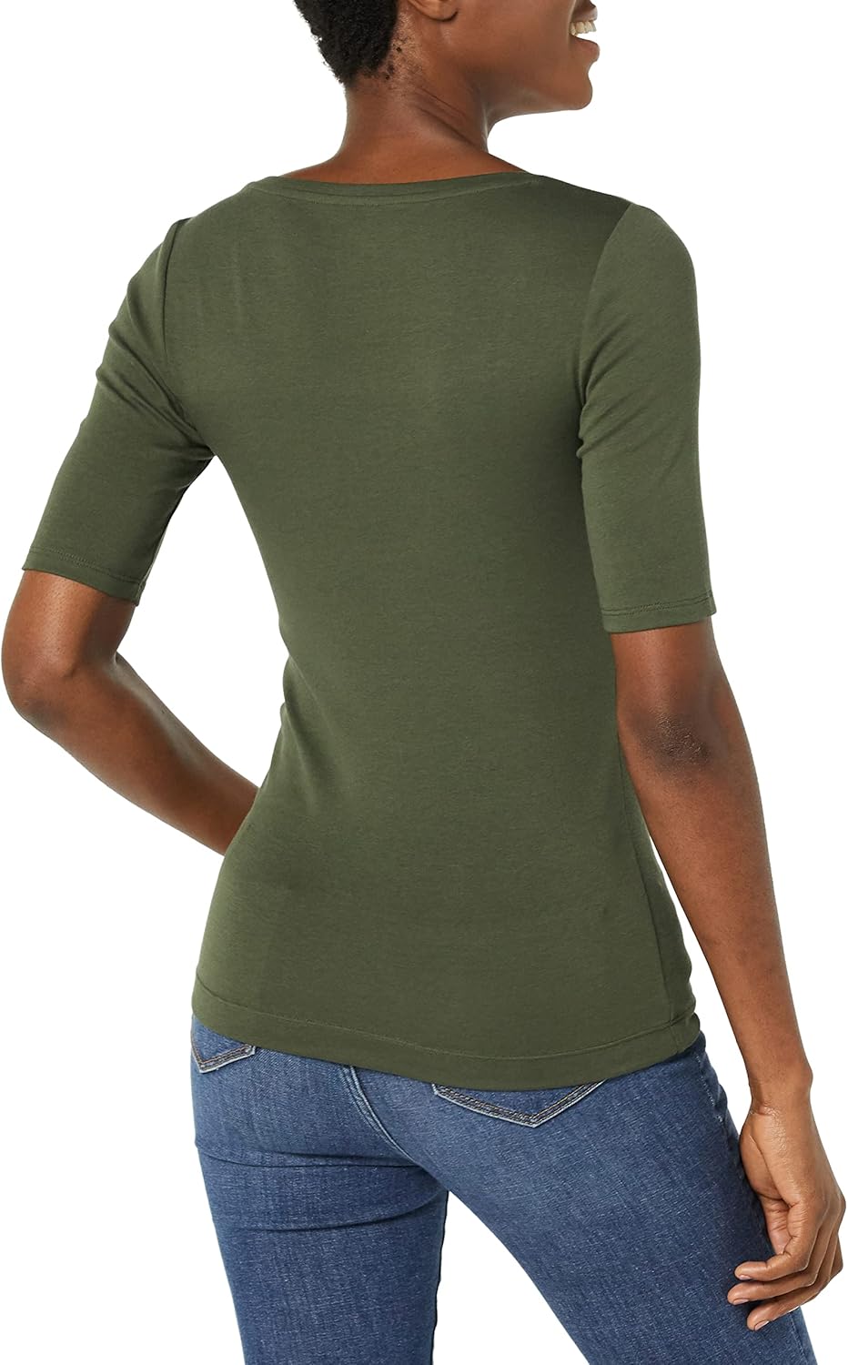 Tina - Essentials Women's Fitted Half Sleeve Square Neck Tee