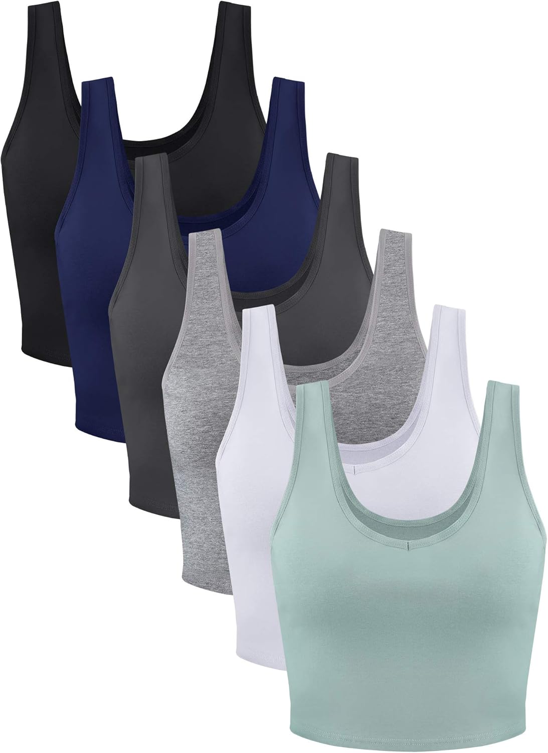 Andi- 6-Pack Women's Essential Sleeveless Crop Tank Tops for Sports and Leisure