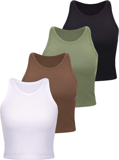 Barbara - 4 Pieces Basic Tank Women Sleeveless Racerback Crop Tops