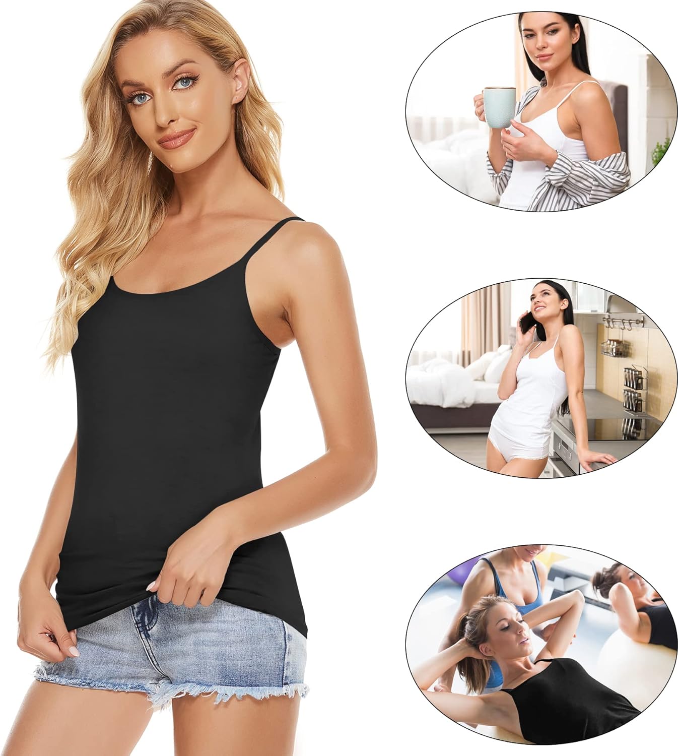 Lynne - 5 Pieces Basic Camisole Adjustable Strap Vest Top for Women and Girl