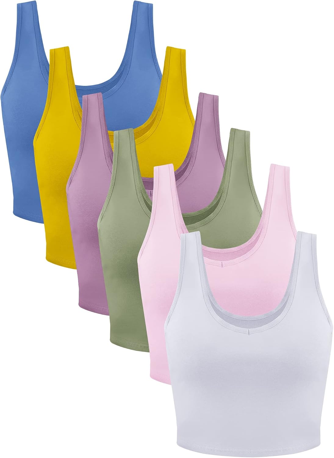 Andi- 6-Pack Women's Essential Sleeveless Crop Tank Tops for Sports and Leisure