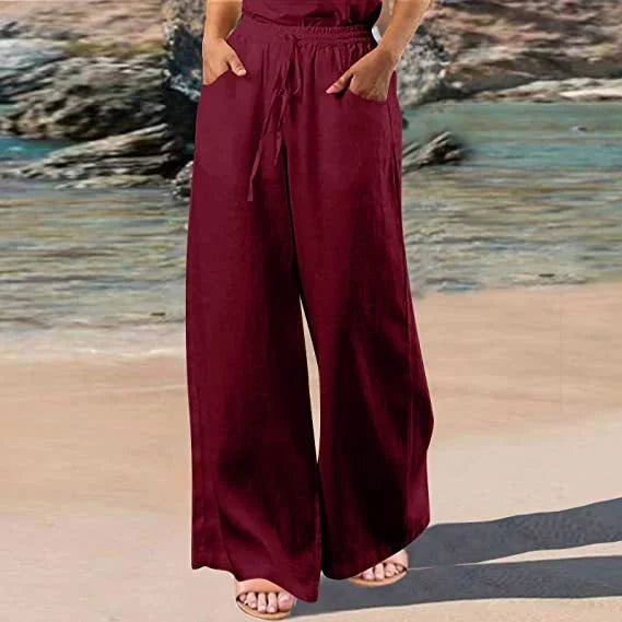 Nerida - Casual Wide-Leg Cotton and Linen Trousers for Women