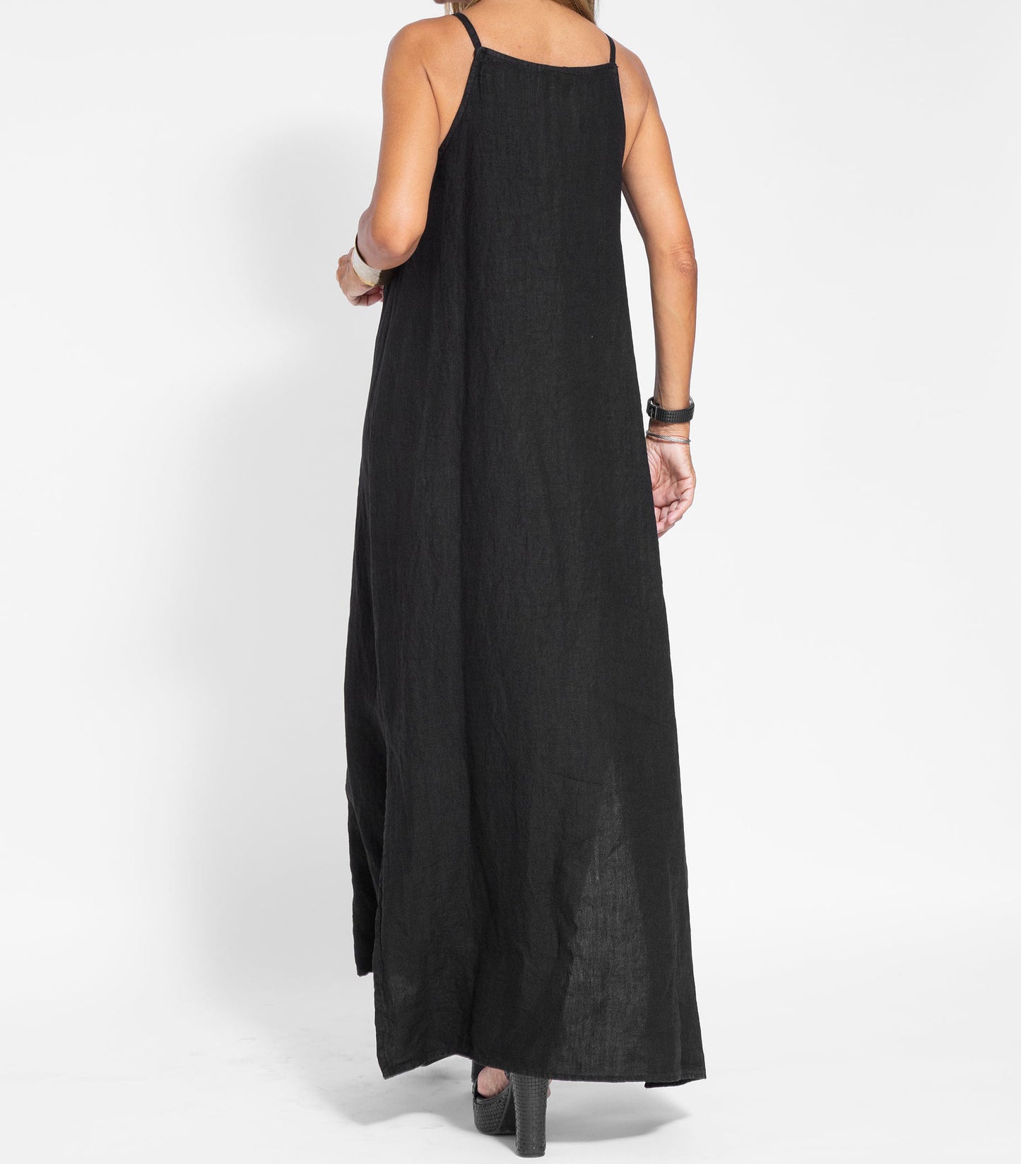 Stylish Sleeveless Cotton Linen Maxi Dress in Solid Colors