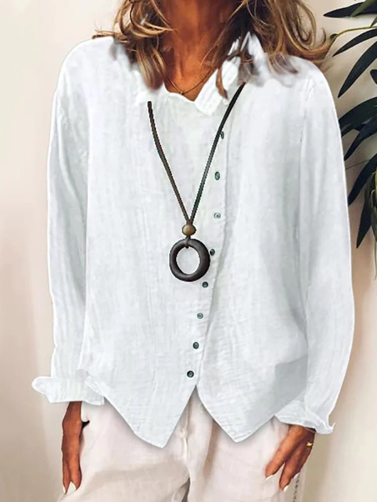 Casual Solid Long Sleeve Button-Up Shirt