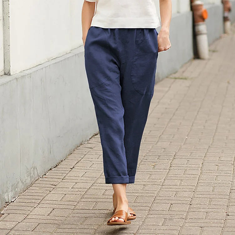 Casual Solid Color Straight Leg Trousers for Everyday Wear