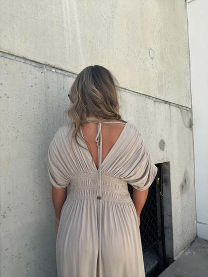 Chic V-Neck Maxi Dress with Slit for Effortless Glamour