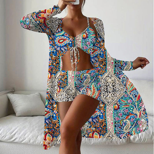 Gudny - Paisley Print Swimwear Set with Tunic