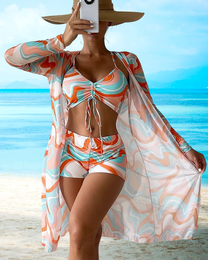 Maude - Printed Three-Piece Swimsuit