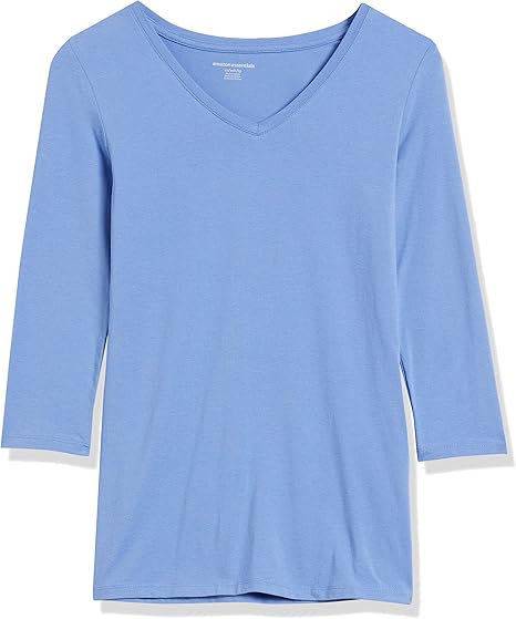 Lois - Essentials Women's Classic-Fit 3/4 Sleeve V-Neck T-Shirt (Available in Plus Size), Multipacks