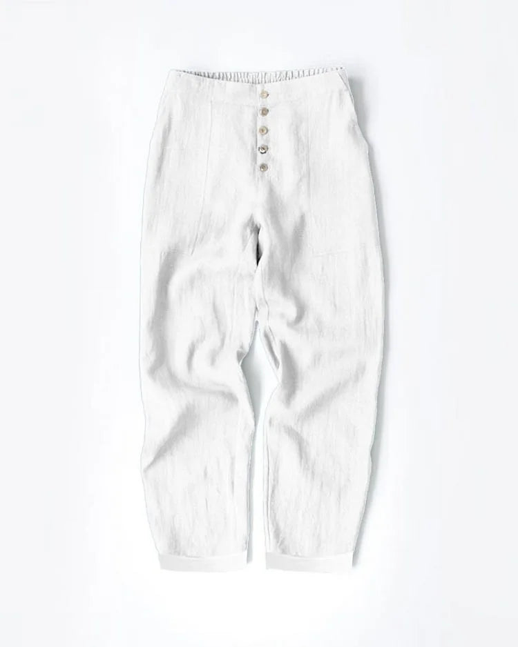 Eisley - High-Waisted Cropped Button-Up Pants