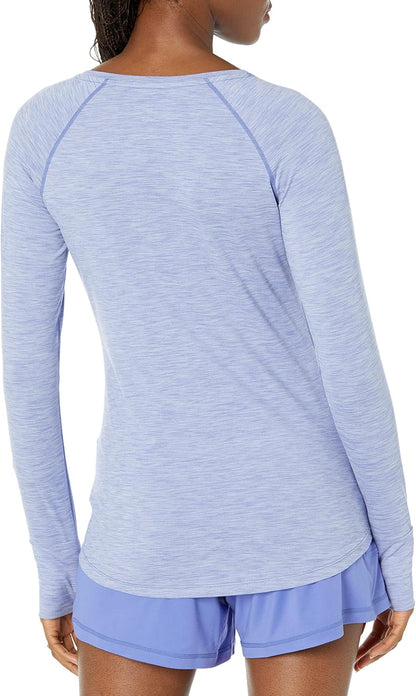 Nazia - Plus Size Brushed Tech Stretch Long-Sleeve Crewneck Workout Shirt